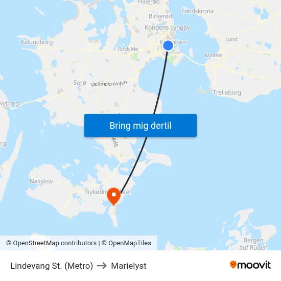 Lindevang St. (Metro) to Marielyst map