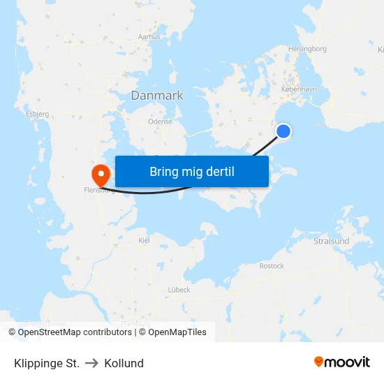 Klippinge St. to Kollund map