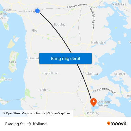 Gørding St. to Kollund map