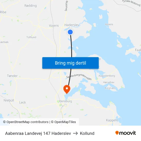 Aabenraa Landevej 147 Haderslev to Kollund map