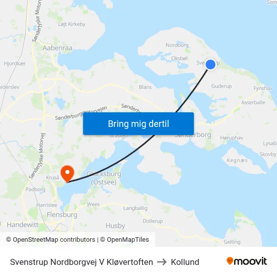 Svenstrup Nordborgvej V Kløvertoften to Kollund map