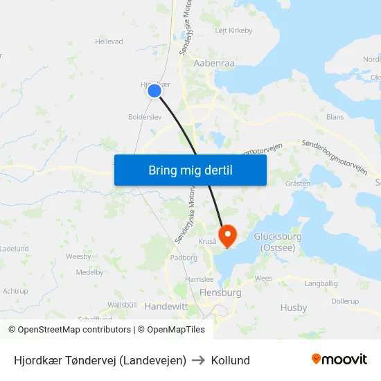 Hjordkær Tøndervej (Landevejen) to Kollund map