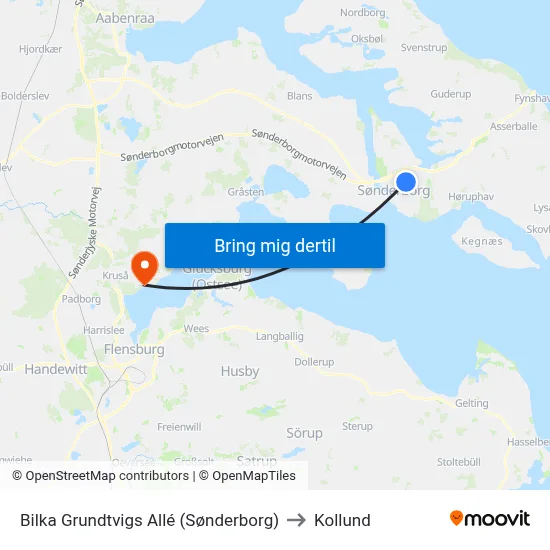 Bilka Grundtvigs Allé (Sønderborg) to Kollund map
