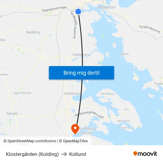 Klostergården (Kolding) to Kollund map
