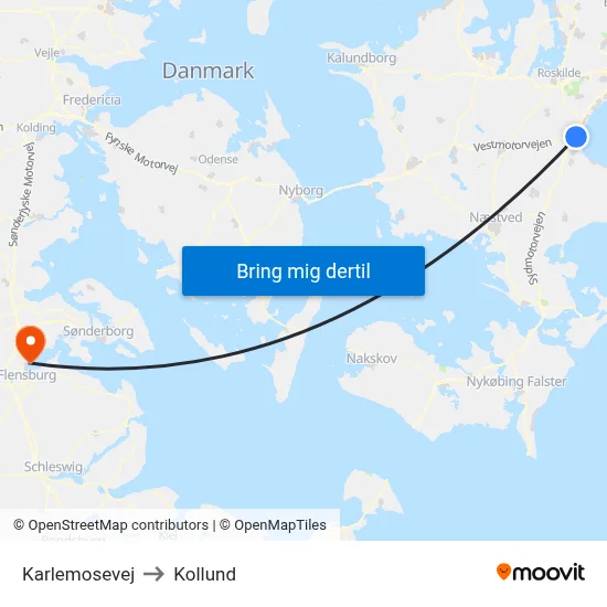 Karlemosevej to Kollund map