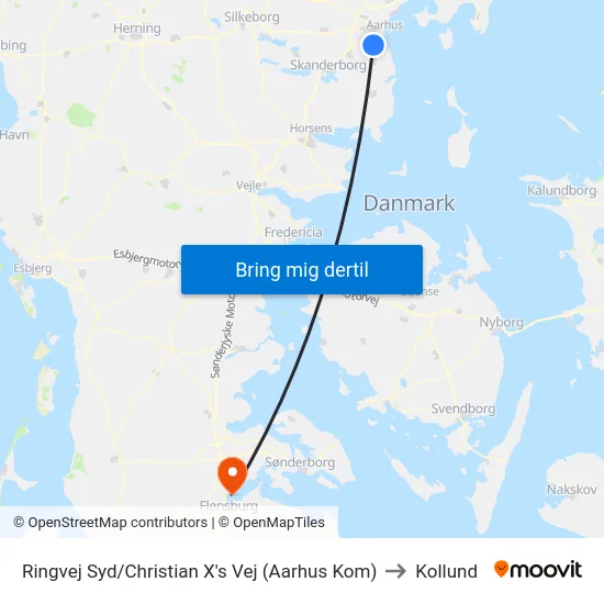 Ringvej Syd/Christian X's Vej (Aarhus Kom) to Kollund map