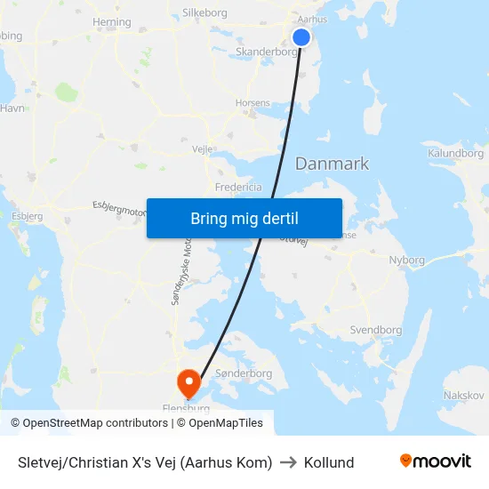Sletvej/Christian X's Vej (Aarhus Kom) to Kollund map