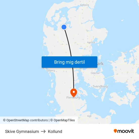 Skive Gymnasium to Kollund map