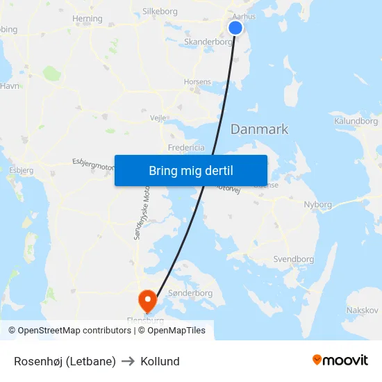 Rosenhøj (Letbane) to Kollund map