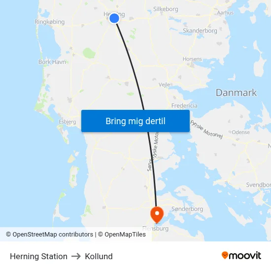 Herning Station to Kollund map