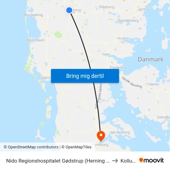 Nido Regionshospitalet Gødstrup (Herning Kom) to Kollund map