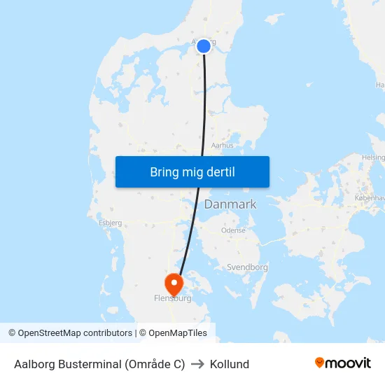 Aalborg Busterminal (Område C) to Kollund map