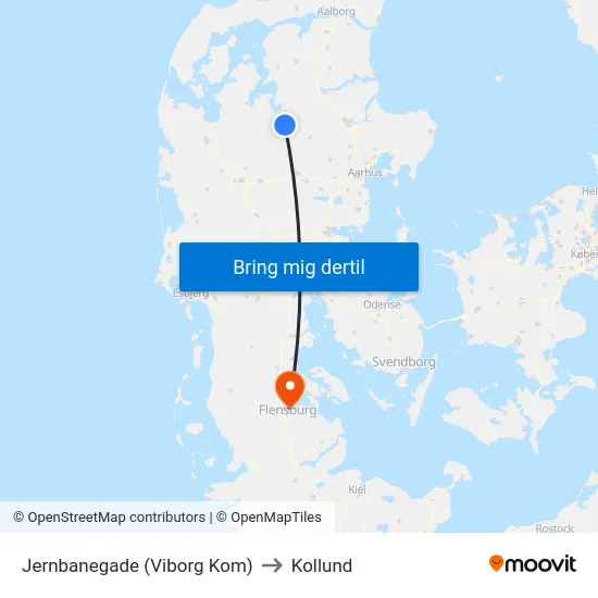 Jernbanegade (Viborg Kom) to Kollund map