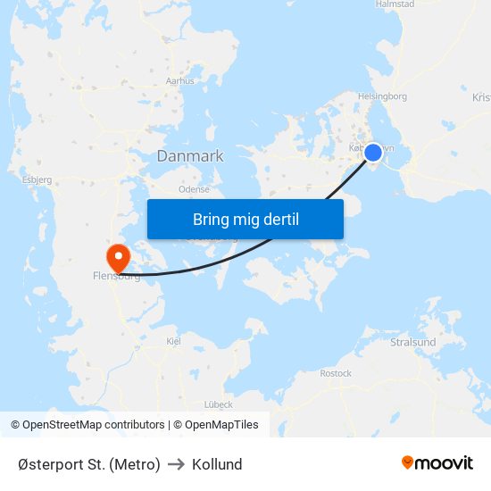 Østerport St. (Metro) to Kollund map