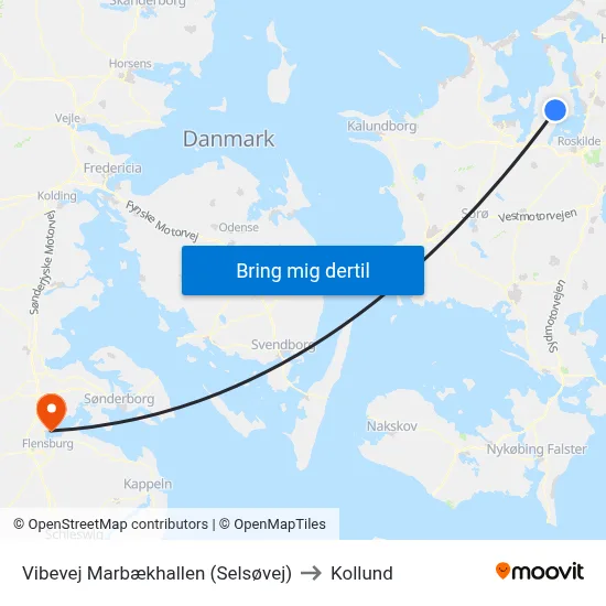 Vibevej Marbækhallen (Selsøvej) to Kollund map
