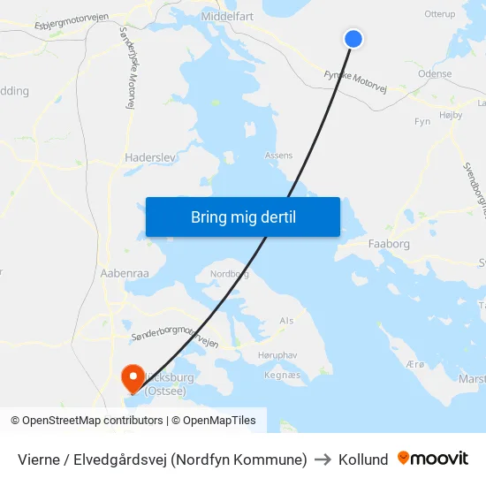Vierne / Elvedgårdsvej (Nordfyn Kommune) to Kollund map