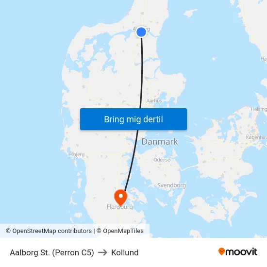 Aalborg St. (Perron C5) to Kollund map