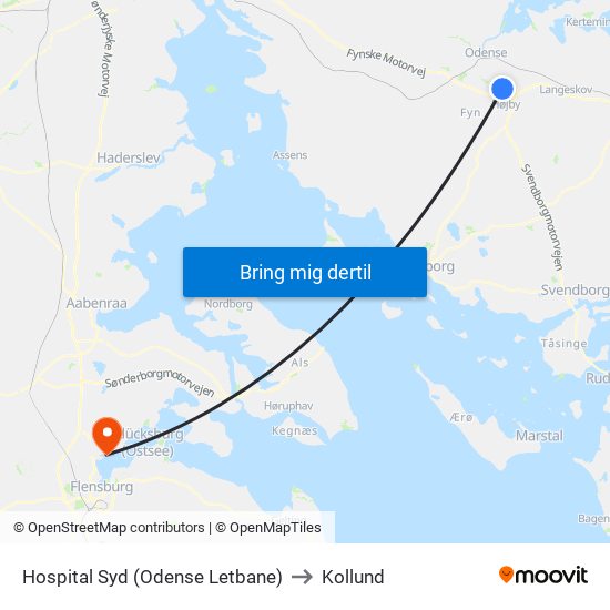 Hospital Syd (Odense Letbane) to Kollund map