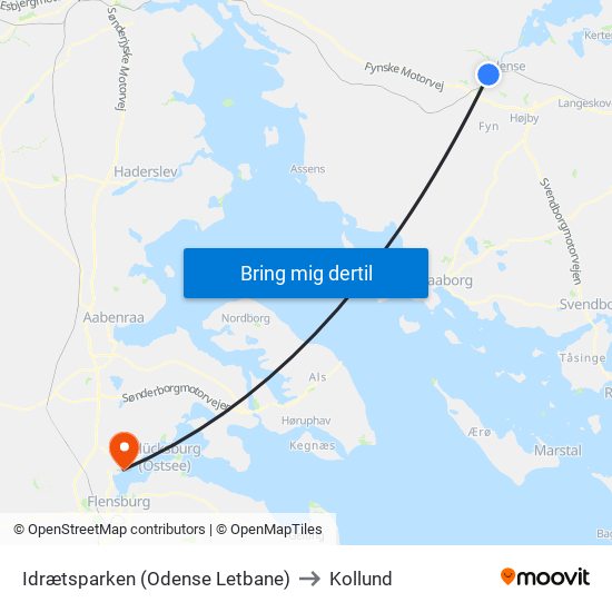 Idrætsparken (Odense Letbane) to Kollund map