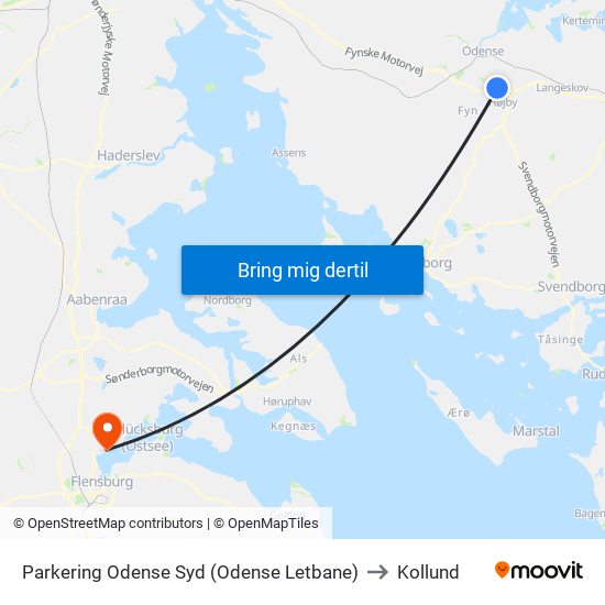 Parkering Odense Syd (Odense Letbane) to Kollund map