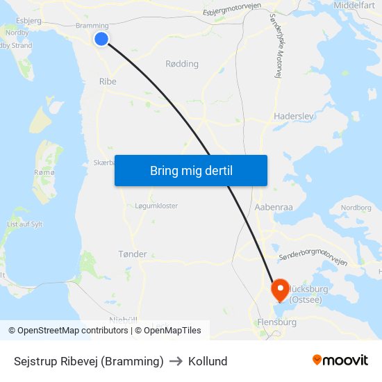 Sejstrup Ribevej (Bramming) to Kollund map