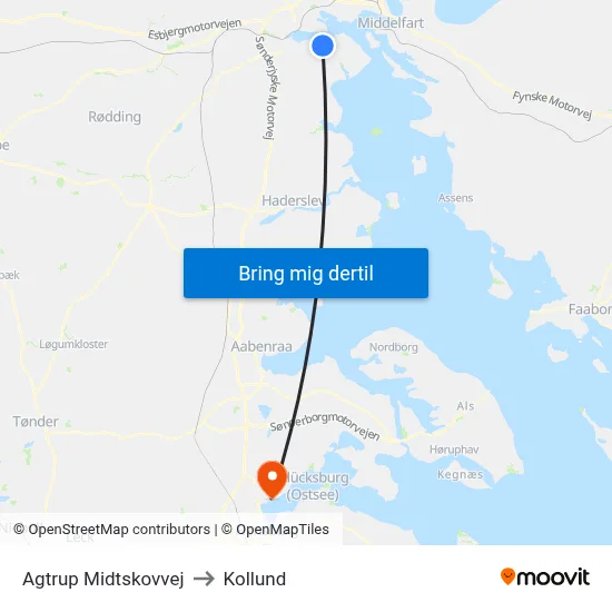 Agtrup Midtskovvej to Kollund map