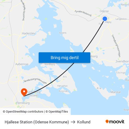 Hjallese Station (Odense Kommune) to Kollund map