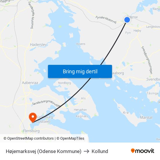 Højemarksvej (Odense Kommune) to Kollund map