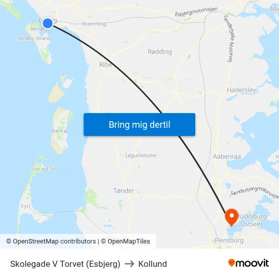 Skolegade V Torvet (Esbjerg) to Kollund map