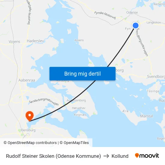 Rudolf Steiner Skolen (Odense Kommune) to Kollund map