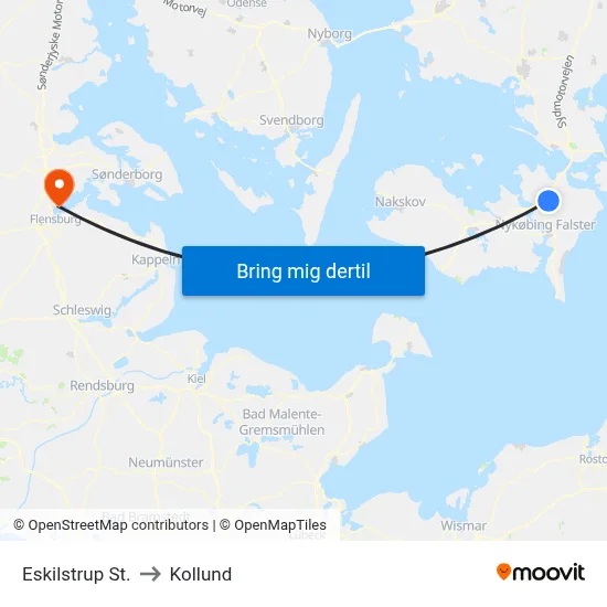 Eskilstrup St. to Kollund map