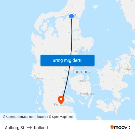 Aalborg St. to Kollund map