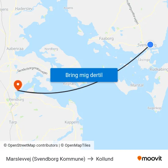 Marslevvej (Svendborg Kommune) to Kollund map