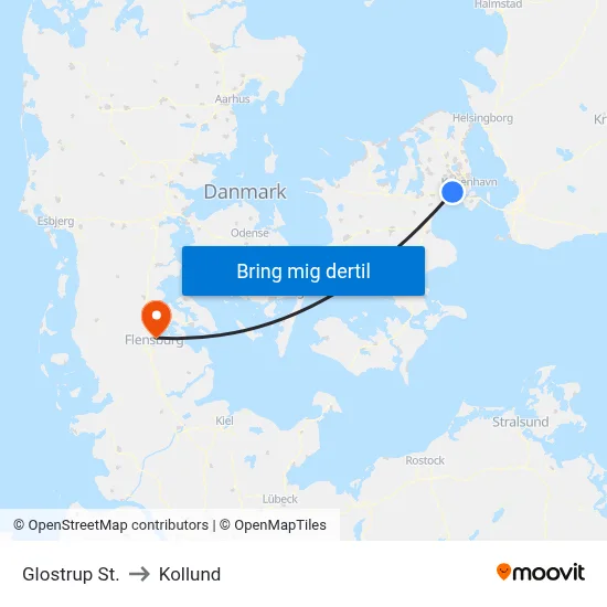 Glostrup St. to Kollund map