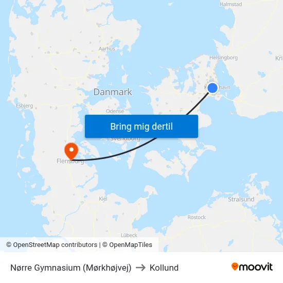 Nørre Gymnasium (Mørkhøjvej) to Kollund map