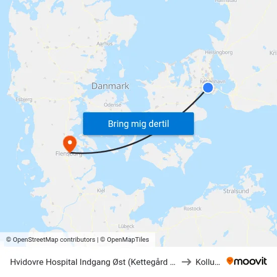 Hvidovre Hospital Indgang Øst (Kettegård Allé) to Kollund map