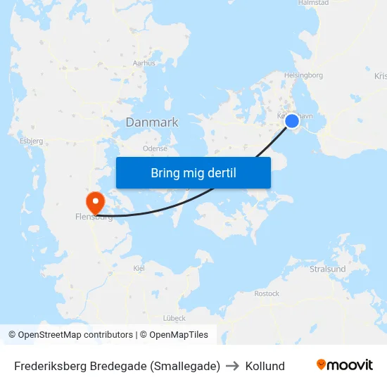 Frederiksberg Bredegade (Smallegade) to Kollund map