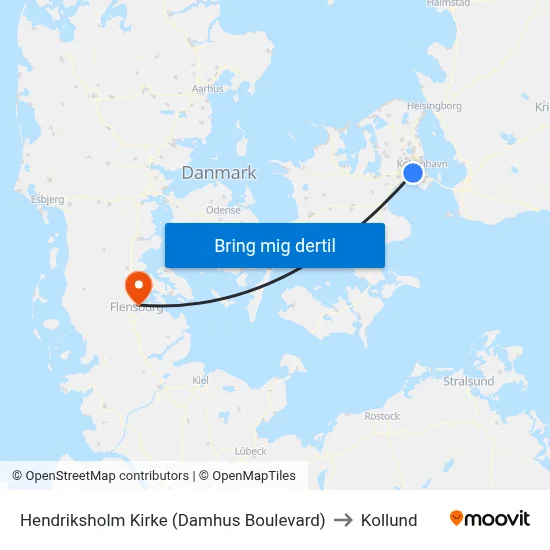 Hendriksholm Kirke (Damhus Boulevard) to Kollund map