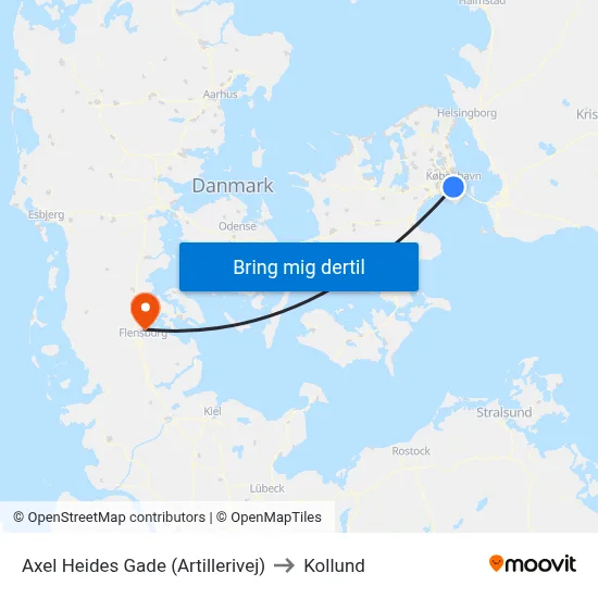 Axel Heides Gade (Artillerivej) to Kollund map