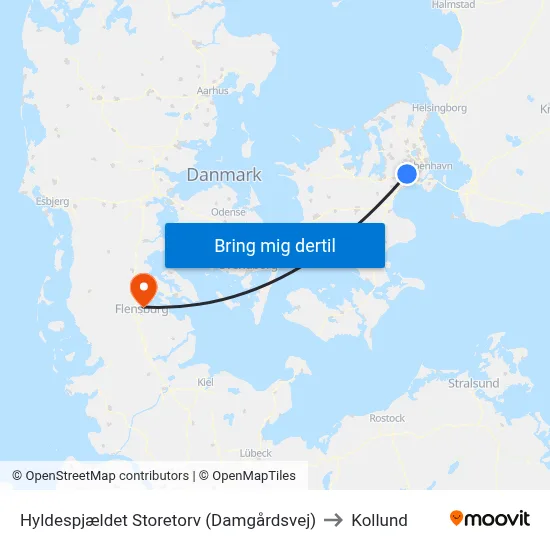 Hyldespjældet Storetorv (Damgårdsvej) to Kollund map