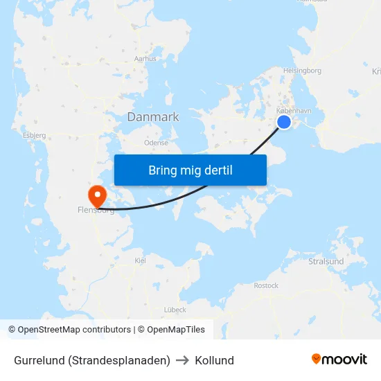 Gurrelund (Strandesplanaden) to Kollund map