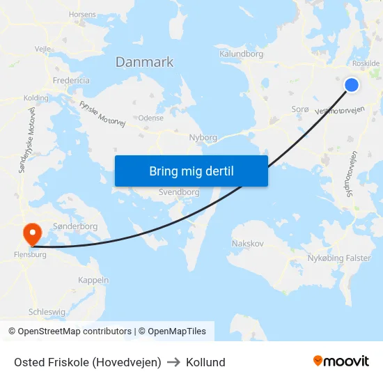 Osted Friskole (Hovedvejen) to Kollund map