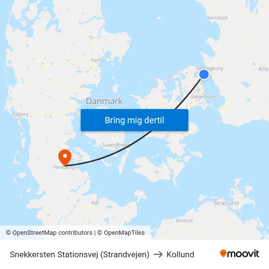 Snekkersten Stationsvej (Strandvejen) to Kollund map