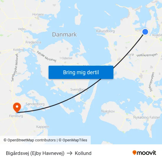 Bigårdsvej (Ejby Havnevej) to Kollund map
