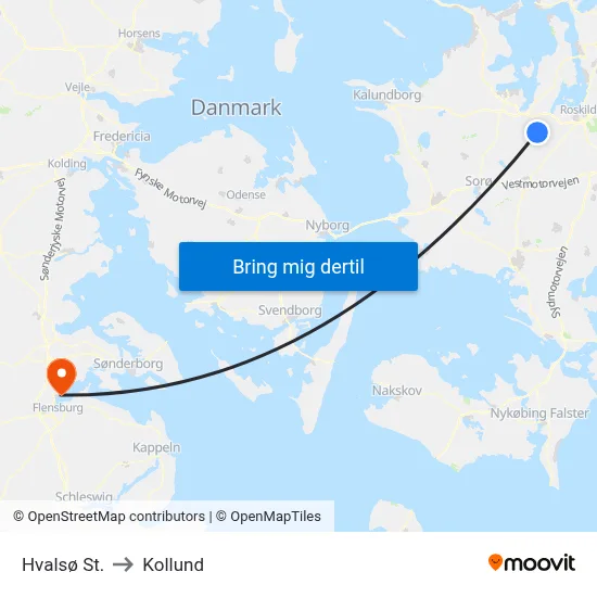 Hvalsø St. to Kollund map