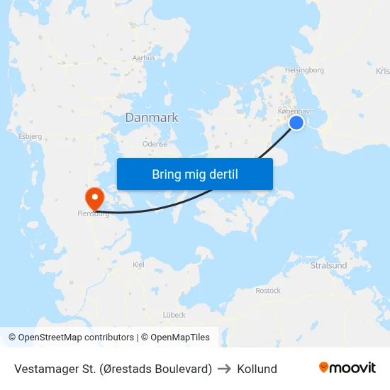 Vestamager St. (Ørestads Boulevard) to Kollund map