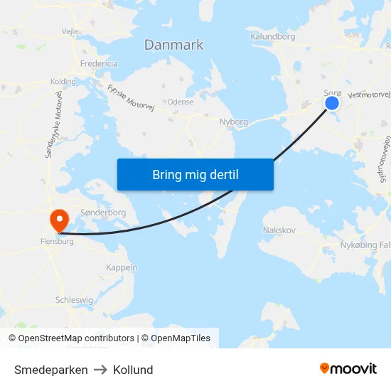Smedeparken to Kollund map