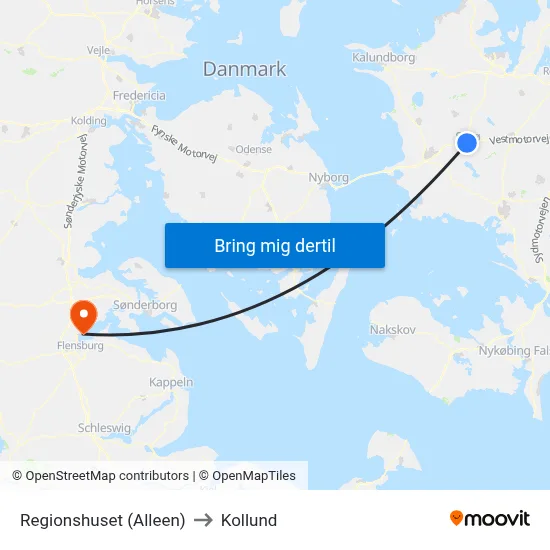 Regionshuset (Alleen) to Kollund map