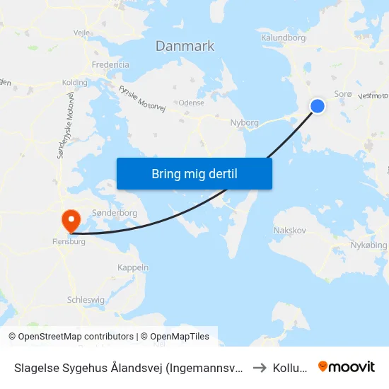 Slagelse Sygehus Ålandsvej (Ingemannsvej) to Kollund map