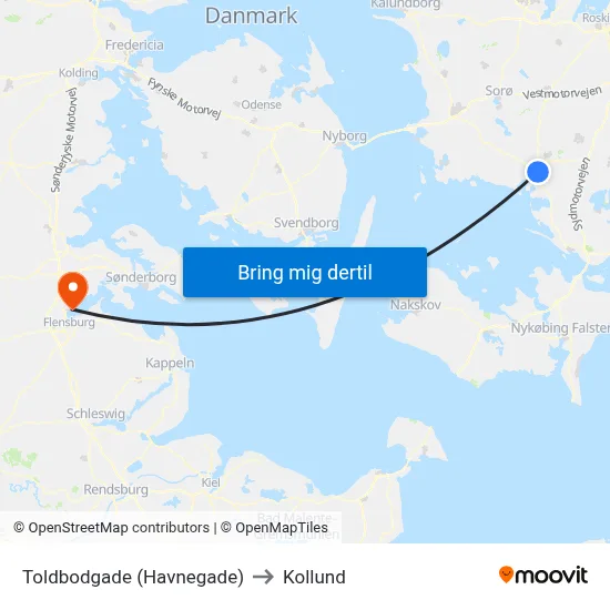 Toldbodgade (Havnegade) to Kollund map